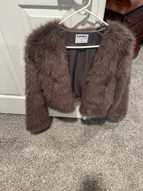 Old Navy Faux Fur Cropped Jacket - Brown